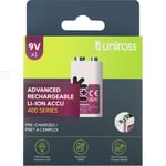 Акумулаторна батерия 9V Li-Ion Uniross 9V 400 mAh + USB Type C