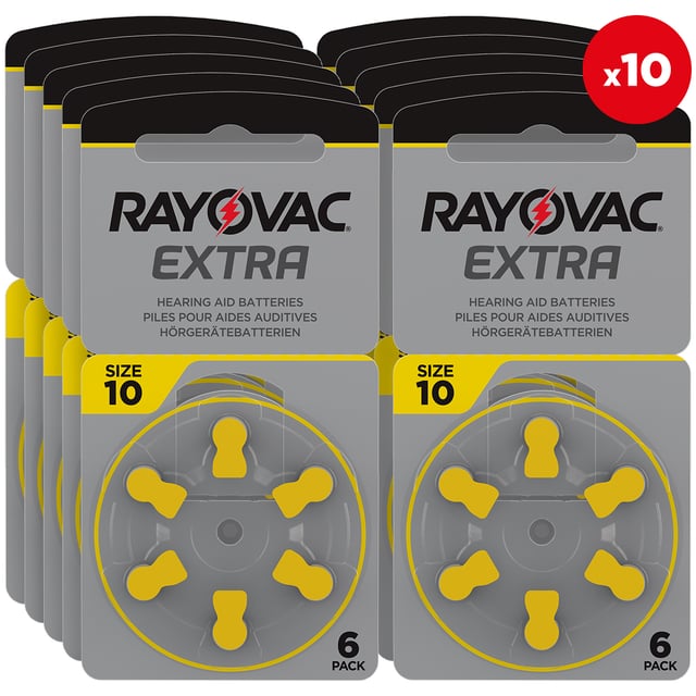 60 Батерии за слухов апарат 10 Extra Advance - Rayovac PR70